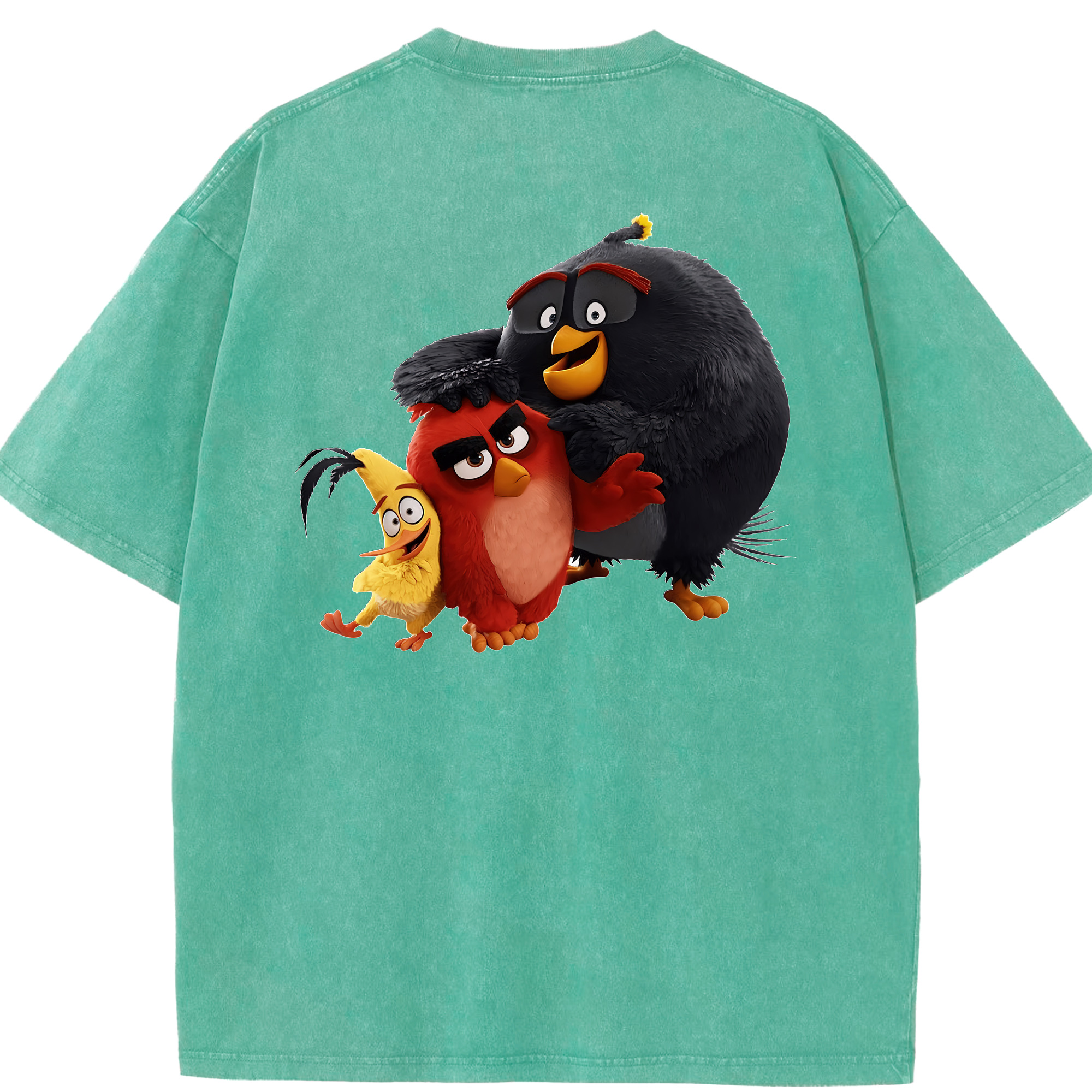 （画像用） Angry Birds アングリーバード 綿100% ヴィンテージ風 半袖Tシャツ（背面プリント）